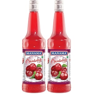 manama cranberry fruit syrup  mixer for mocktails cocktails drinks juices beverages  non alcoholic mix 750ml bottle pack of 2