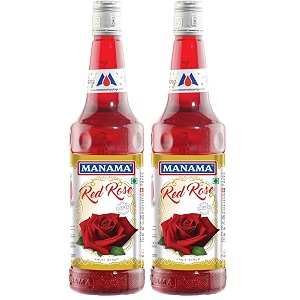 manama red rose syrup  mixer for mocktails cocktails drinks juices beverages  non alcoholic mix 750ml bottle pack of 2