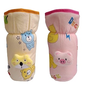 bottle covers for philips aventbroad neck soft plush stretchable baby feeding bottle tote bag cover with strap 250 260 330 ml feeders multicolour pack of 2-pink yellow