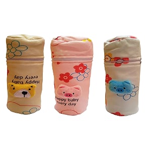 soft plush stretchable baby bottle cover tote bag with strap for suitable for 120ml amp 150ml bottle multicolors multicolors wide neck bottle cover 330ml- pack of 3 multicolor