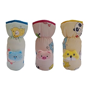 soft plush stretchable baby bottle cover tote bag with strap for suitable for 120ml amp 150ml bottle multicolors multicolors 240ml 250ml 260ml feeders- pack of 3