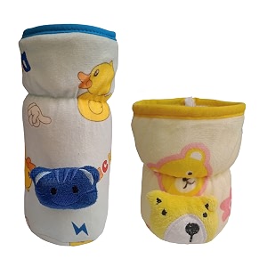 soft plush stretchable baby bottle cover tote bag with strap for suitable for 120ml amp 150ml bottle multicolors multicolors 125ml 120 ml and 140ml amp 250ml 260ml 330ml- blue yellow