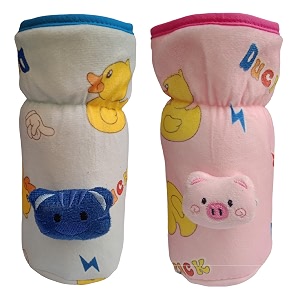 soft plush stretchable baby bottle cover tote bag with strap for suitable for 250ml 260ml 330ml bottles multicolors pink blue wide neck