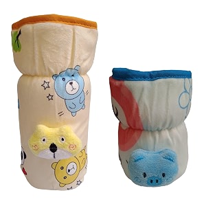 soft plush stretchable baby bottle cover tote bag with strap for suitable for 120ml amp 150ml bottle multicolors multicolors 125ml 120 ml and 140ml amp 250ml 260ml 330ml- yellow blue