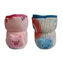Soft Plush Stretchable Baby Bottle Cover Tote Bag with Strap for Suitable for 120ml &amp; 150ml Bottle (Multicolors) (Multicolors) (120ml 125ml 140ml- Pink Blue (Wide Neck))