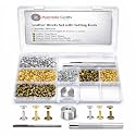 Mandala Crafts Assorted Tubular Metal Rivet Studs & Hole Punch Tool Kit Set for Leather Repair and Clothing Decoration (6mm 8mm, Silver Gold Antique Bronze)