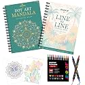 Mandala Dot Art and Line Tracing Coloring Book for Adult with 12PCS Markers