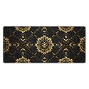 Mandala Pattern Golden Extended Gaming Mouse Pad, with Stitched Edges Large Mouse Pad Desk Protector, Rubber Base Mousepad Keyboard Mouses Mat for Work Game Office Home- 32" X 12" Inch