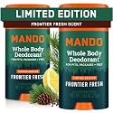 Mando Whole Body Deodorant For Men - Smooth Solid Stick - 72 Hour Odor Control - Aluminum Free, Baking Soda Free, Skin Safe - 2.6 Ounce (Pack of 2) - Frontier Fresh