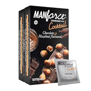 manforce cocktail chocolate amp hazelnut flavoured condoms for men 20 count pack of 2 with dotted rings lubricated latex condoms