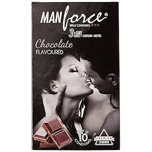 manforce 3 in 1 ribbed contour condom - 10 pieces chocolate