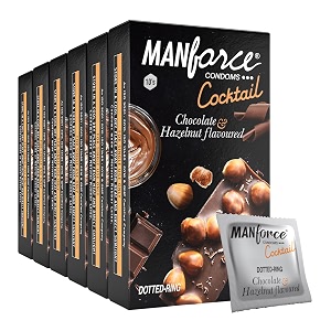 manforce cocktail chocolate amp hazelnut flavoured condoms for men with dotted rings extra dotted for her extra stimulation lubricated latex condoms 10 sheets x pack of 6