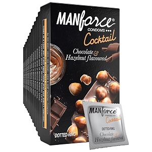manforce cocktail chocolate amp hazelnut flavoured condoms for men with dotted rings extra dotted for her extra stimulation lubricated latex condoms 10 sheets x pack of 12