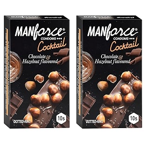 manforce cocktail condoms dotted-rings hazelnut amp chocolate flavoured 10 pcs x pack of 2