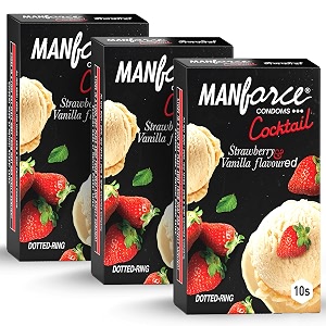 manforce cocktail strawberry amp vanilla flavoured condoms for men 30 count pack of 3 with dotted rings double the fun with double flavour lubricated latex condoms