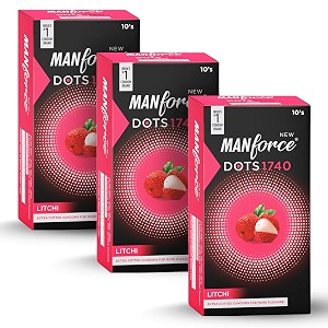 manforce litchi flavoured extra dotted condoms for men  30 pcs  lubricated latex condoms for her enhanced pleasure  indias no 1 condom brand for safe sex