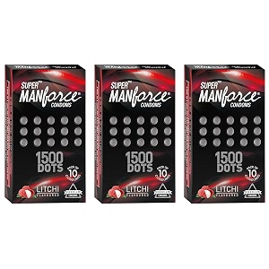 manforce extra dotted condoms - 10 pieces pack of 3 litchi flavoured
