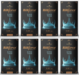 manforce king thin ultra-thin unflavoured condoms 10 pieces x pack of 8 condom set of 8 80 sheets
