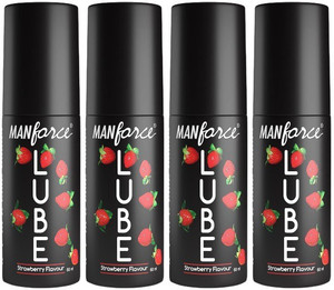 manforce lube 60ml transparent strawberry flavor lubricant oil lubricant x pack of 4 lubricant 240 ml