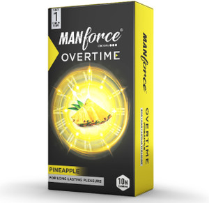 manforce overtime pineapple 3in1 ribbed contour dotted condoms - 10 pieces condom 10 sheets