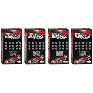 manforce extra dotted condom -litchi flavoured-10s pack of 4