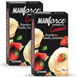 manforce cocktail strawberry amp vanilla flavoured condoms for men 20 count pack of 2 double the fun with double flavour extra dotted for her extra stimulation