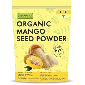mango seed powder with vitamin b12 1kg  raw vegan gluten-free  immune amp digestive support superfood  non-gmo herbal supplement  resealable pouch