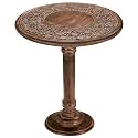 Mango Wood Round End Table, Burnt Finish, 18x22
