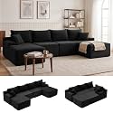 Mangodan Cloud Sectional Couch, Boneless Couches for Living Room, Black