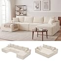 Mangodan Cloud Sectional Couch, Boneless Couches for Living Room, Beige