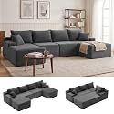 Mangodan Cloud Sectional Couch, Boneless Couches for Living Room, Grey