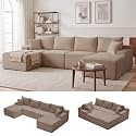 Mangodan Cloud Sectional Couch, Boneless Couches for Living Room, Camel
