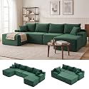 Mangodan Cloud Sectional Couch, Boneless Couches for Living Room, Green