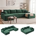 Mangodan Cloud Sectional Couch, Boneless Couches for Living Room, Green