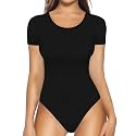 MANGOPOP Round Neck Bodysuits for Women Long