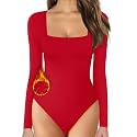 MANGOPOP Women's Square Neck Bodysuit Shirt Long Sleeve Short Sleeve Tops
