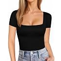 MANGOPOP Womens Square Neck T Shirts Long