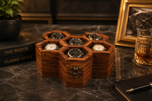 manhalstore premium 6-slot wooden watch organizer box watch box