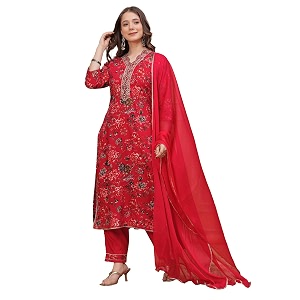 MANHAREE Womens Rayon Printed Straight Kurta