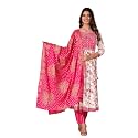 MANHAREE Women39s Rayon Printed Embroidered Anarkali