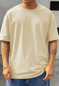 Mania Fashion Solid Men Round Neck Beige