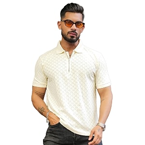 Maniac Mens Kite Textured Polo Neck Half