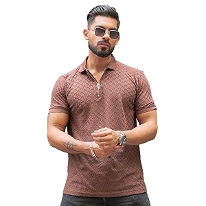 Maniac Mens Kite Textured Polo Neck Half