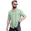 Maniac Mens Striped Collared Neck Half Sleeve