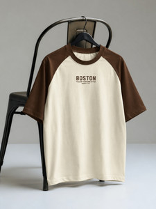 MANIAC Printed Men Round Neck Beige T-Shirt