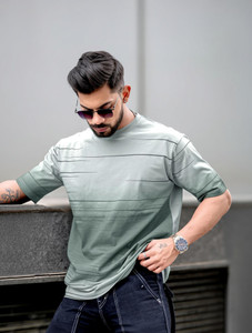 MANIAC Printed Men Round Neck Grey T-Shirt