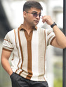 MANIAC Men Self Design Polo Neck Pure Cotton Multicolor T-Shirt