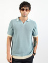 MANIAC Self Design Men Polo Neck Blue