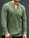 MANIAC Solid Men Henley Neck Green T-Shirt