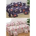 5D Printed Polycotton 8 Piece diwan Set Combo -(2 diwan bedsheet, 10 Cushion Covers, 4 Bolster Covers, Multicolor)
